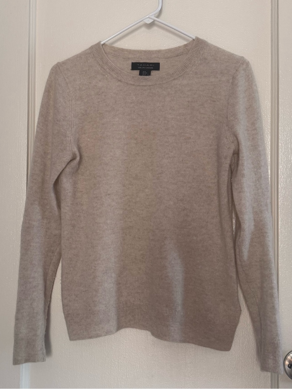 Tahari Neutral Beige Crewneck Sweater